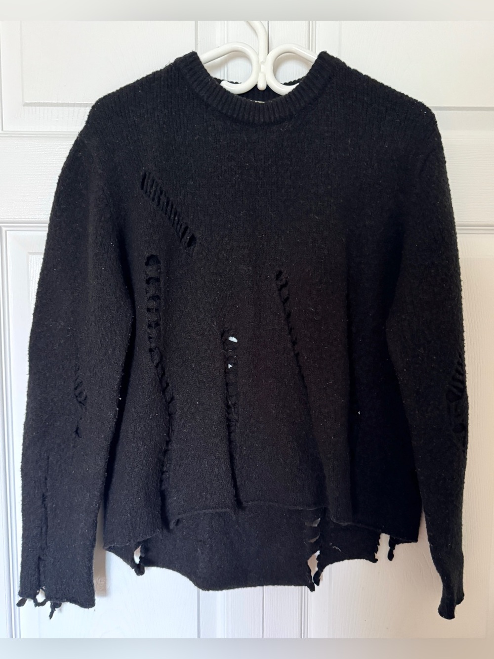 Long Sleeve Black Sweater With Holes